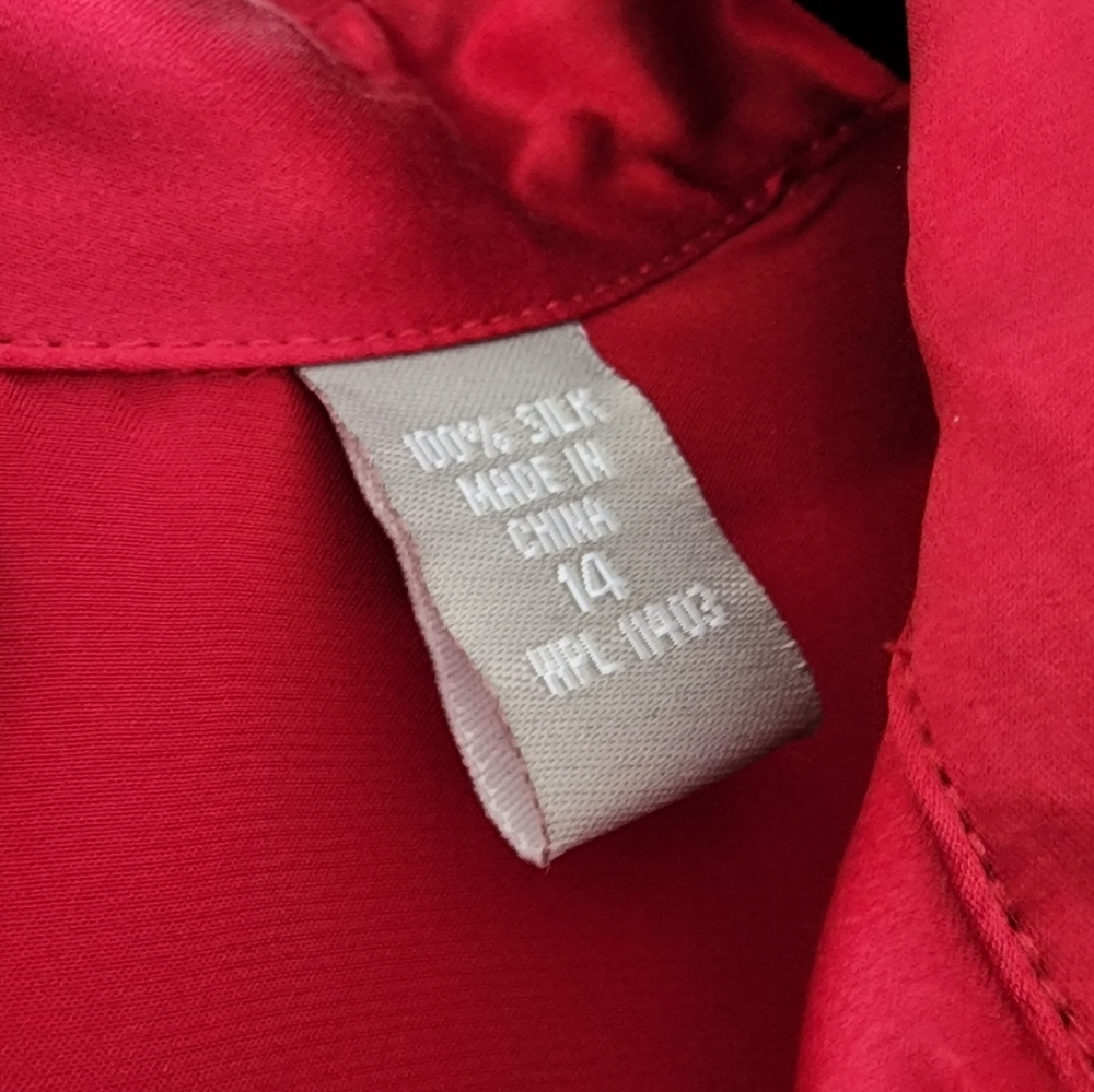 NWT Kate Hill Silk Blouse Red Size 14 - Picture 8 of 9